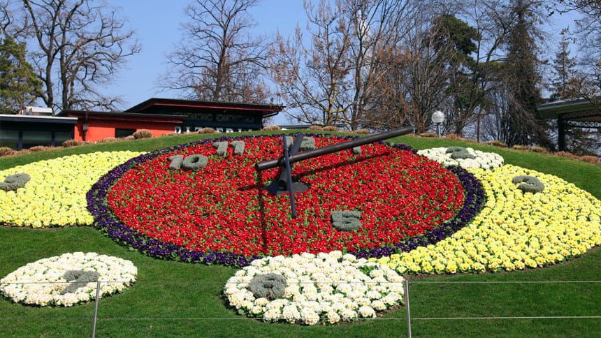 L'Horloge fleurie au Jardin Anglais de Genève